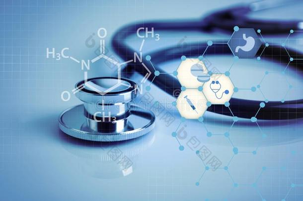 听诊器和偶像科学科技向白色的书桌办公室