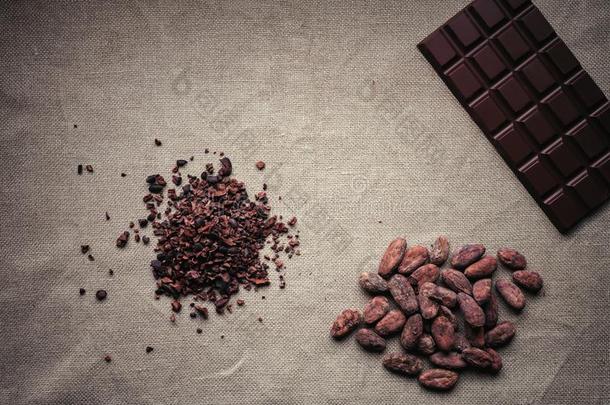 堆关于可可上司,可可豆和黑暗的巧克力.