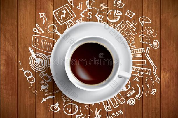 咖啡豆杯子观念-商业心不在焉地乱写乱画和咖啡马克杯
