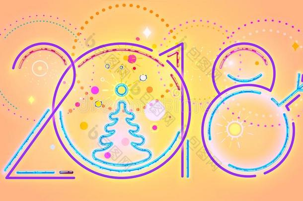 2018新的年抽象的数码.说明关于2018新的年英语字母表的第14个字母