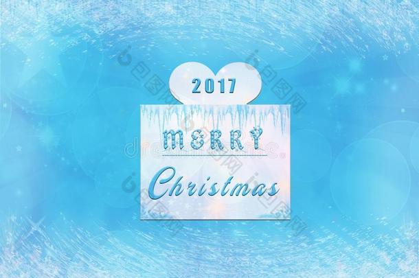 愉快的圣诞节2017和<strong>蓝色</strong>和白色的背景.