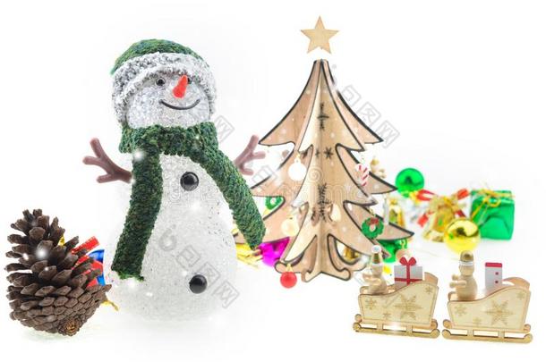 圣诞节背景和圣诞节树和雪人