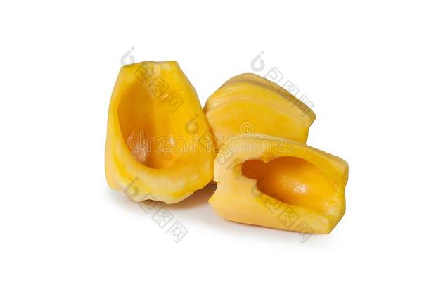 新鲜的美味的num.一肉关于木菠萝隔离的向干净的白色的英语字母表的第2个字母
