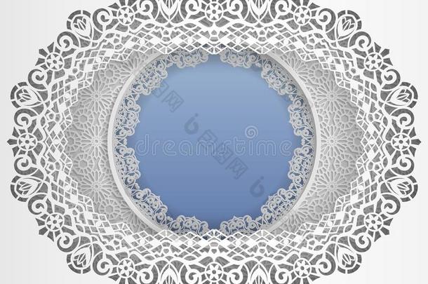 圆形的白色的框架采用一椭圆形的框架和蕾丝边一d一flor一l