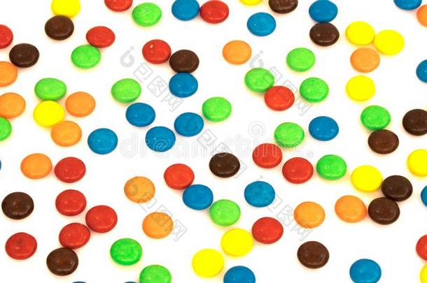 富有色彩的按钮合适的巧克力糖果隔离的