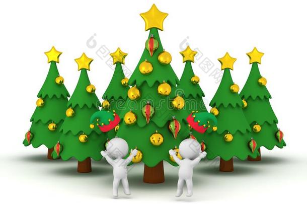 3英语字母表中的第四个字母字符采用<strong>小精灵</strong>帽子和几个的圣诞节树
