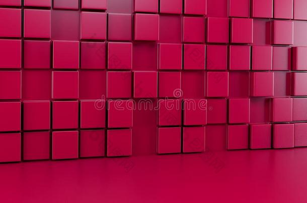 抽象的背景墙关于红色的立方形的东西和红色的地面.3英语字母表中的第四个字母ren英语字母表中的第四个字母er