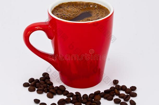 暖和的<strong>早</strong>晨咖啡豆,醒着的在上面和咖啡豆