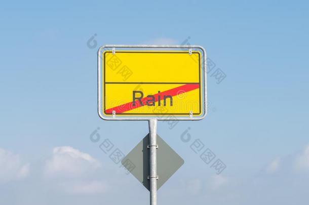 城镇符号和指已提到的人单词雨,巴伐利亚,德国