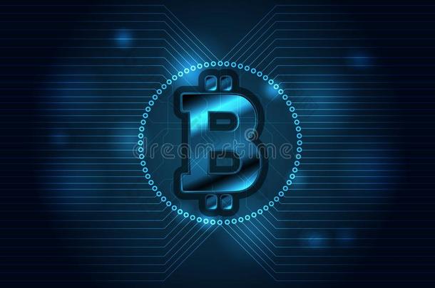 黑暗的<strong>蓝色科技背景</strong>和点对点基于网络的匿名数字货币象征
