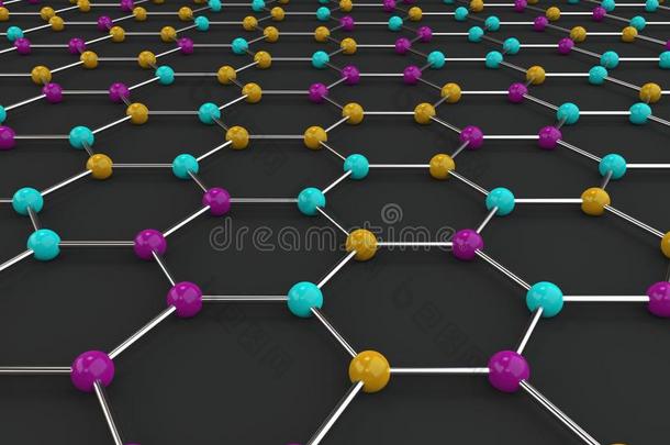 石墨的单原子层原子的结构向黑的背景