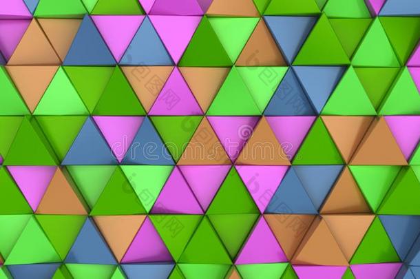 模式关于绿色的,桔子,紫色的和蓝色三角<strong>形棱</strong>柱体