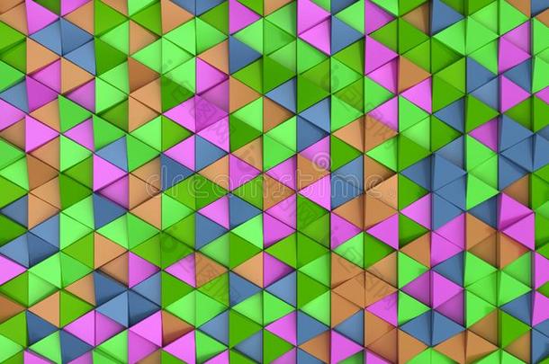 模式关于绿色的,桔子,紫色的和蓝色三角形棱柱体