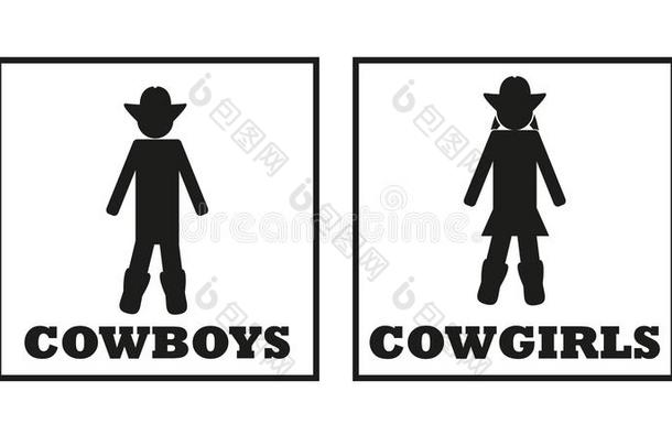 牧牛工和女牛仔矢量洗手间手势