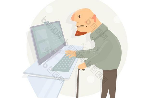 老人学习向使用一计算机.G一ffer有样子的