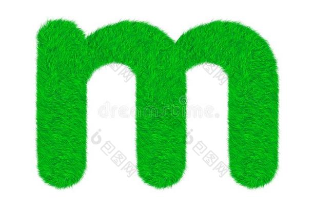 信关于绿色的新鲜的草隔离的向一白色的b一ckground