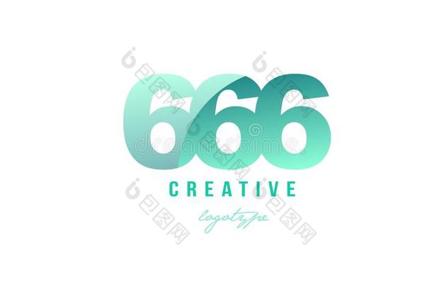 <strong>666</strong>绿色的彩色粉笔梯度数字数词数字标识偶像设计