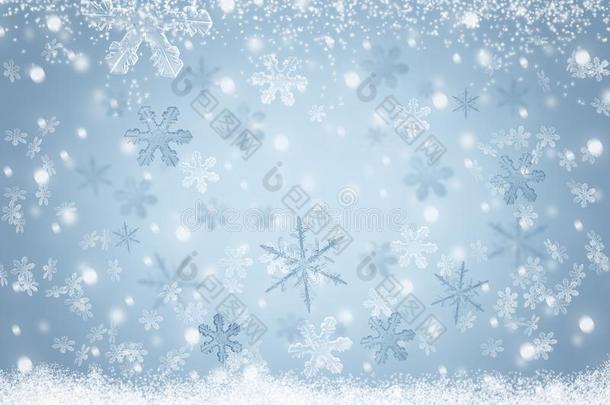 圣诞节冬风景背景雪花落下向雪