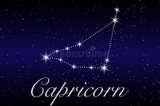 摩羯座黄道带星座符号向美丽的布满星星的天机智