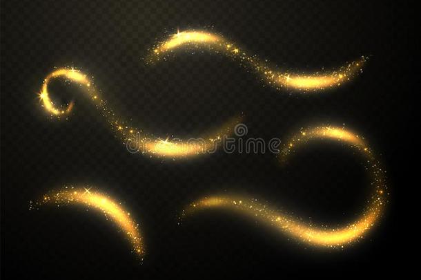 金色的辉煌的波放置.闪耀灰尘和金微粒