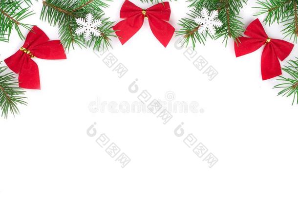 圣诞节背景.框架装饰和雪花和红色的bowel肠