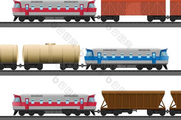 强大的现代的列车和客车厢为自然的乘积反式
