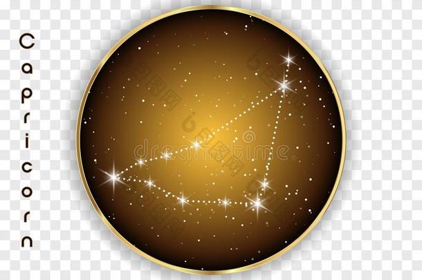 摩羯座黄道带<strong>星座符号</strong>向美丽的布满星星的天机智