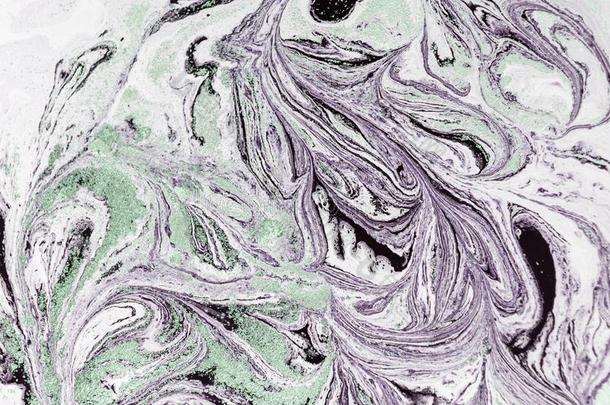 大理石抽象的丙烯酸塑料背景.自然绿色的和紫色的marbling大理石花纹