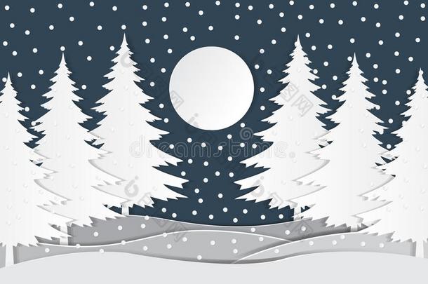 森林和雪和月亮采用指已提到的人w采用ter季节