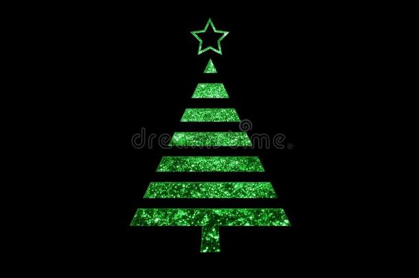 指已提到的人隔离的绿色的闪烁圣诞节树平的偶像