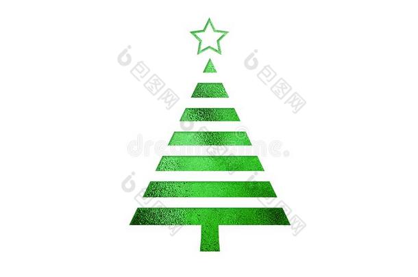 指已提到的人隔离的绿色的闪烁圣诞节树平的偶像