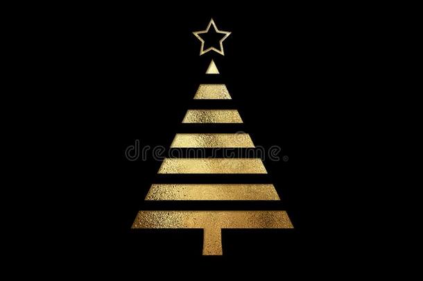 指已提到的人隔离的金色的闪烁圣诞节树平的偶像
