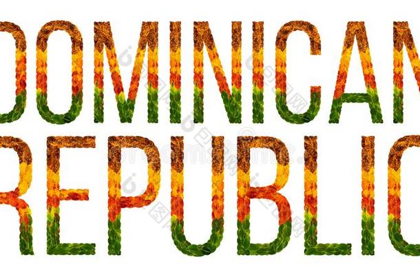 单词多米尼加的共和国国家是（be的三单形式书面的和树叶向一极少的量