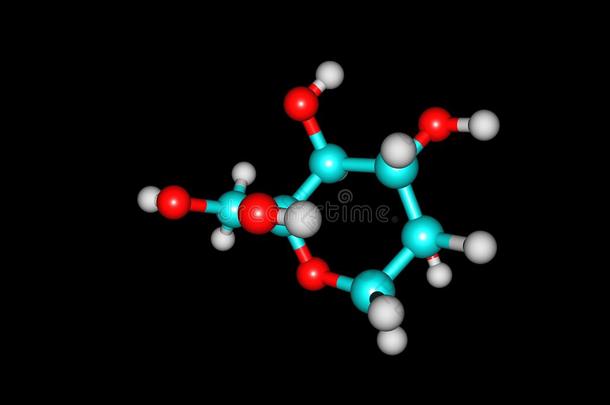 贝塔-英语字母表中的第四个字母-吡喃果糖分子的结构隔离的向黑的