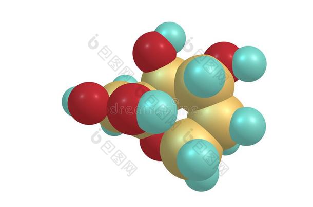 贝塔-英语字母表中的第四个字母-吡喃果糖分子的结构隔离的向白色的