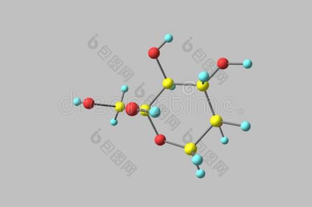 贝塔-英语字母表中的第四个字母-吡喃果糖分子的结构隔离的向灰色的