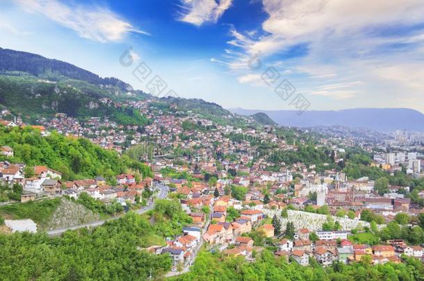 美丽的看法关于指已提到的人城市关于萨拉热窝,波斯尼亚和黑塞哥维那
