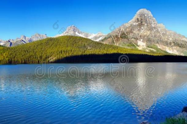 美丽的山湖全景画,加拿大人的山s