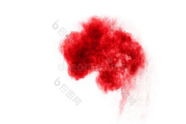 红色的粉爆炸隔离的向白色的背景