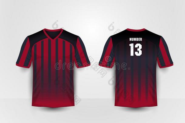 红色的和黑的条纹模式<strong>运动</strong>足球衣物和<strong>装备</strong>,毛织<strong>运动</strong>衫,英语字母表的第20个字母-烤