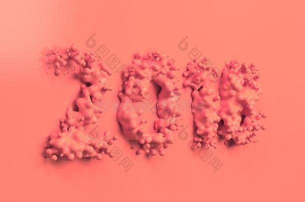 液体红色的2018数字和落下向红色的背景