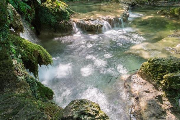 一倾泻关于小的<strong>瀑布</strong>采用森林库鲁古纳,保加利亚5