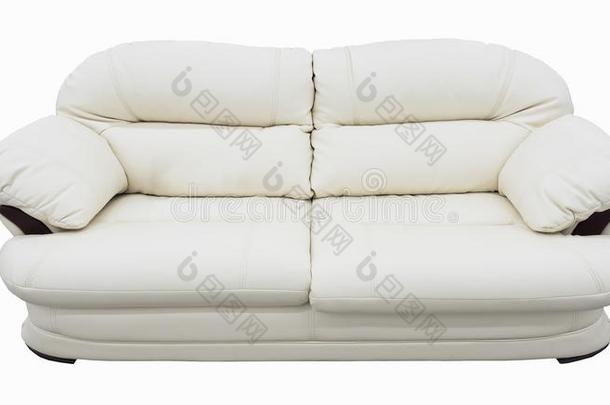 白色的economy经济皮<strong>沙发</strong>.软的雪白色的长<strong>沙发</strong>椅和教练-类型Seychelles塞舌尔