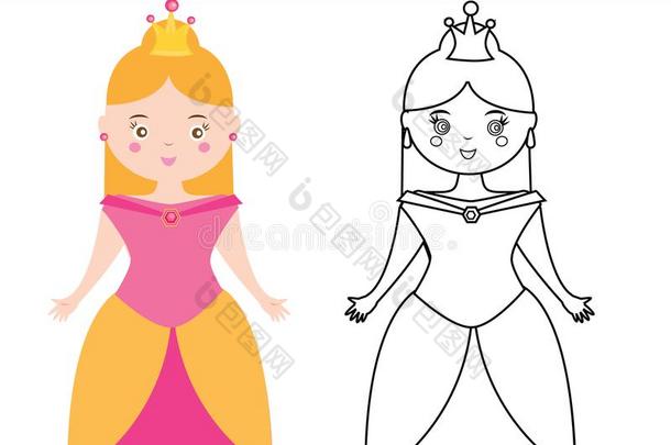 色彩页为孩子们.公主.绘画小孩游戏.打印选项卡