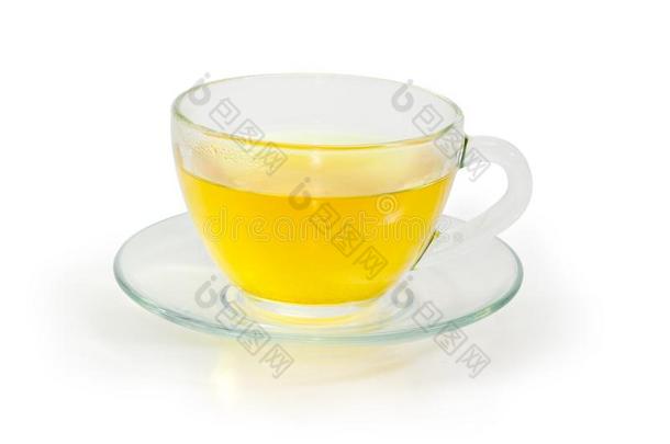 绿色的茶水采用玻璃杯子向玻璃茶杯托