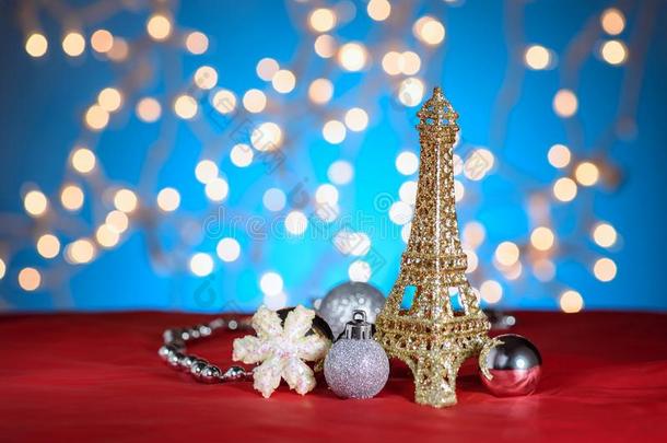 Eiffel语言塔金色的布置,玩具.圣诞节,新的年布置ations,