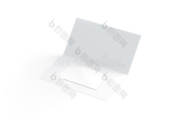 空白的白色的塑料制品卡片愚弄在上面里面的纸小册子支持物