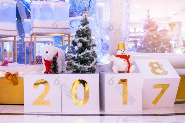 日历改变向2018.大气的圣诞节和新的年装饰