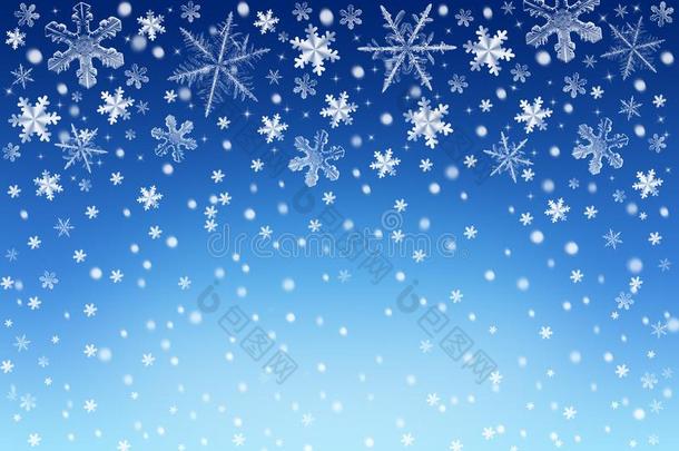 圣诞节雪天背景和白色的和银雪flakes.