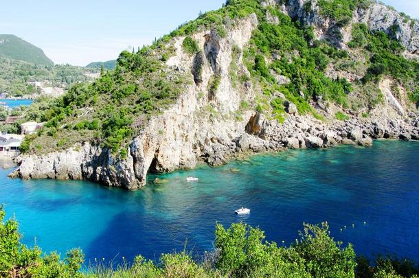 古克司特里察蓝色<strong>污水池</strong>海岸风景爱奥尼亚的海向科孚岛